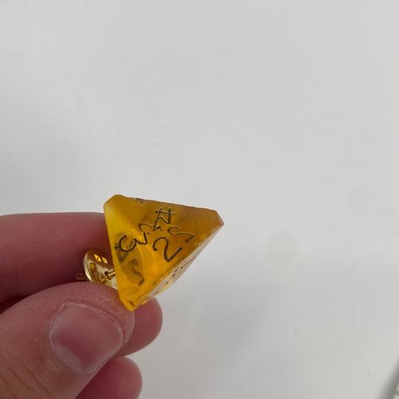 Handmade yellow D&D clear triangle pin - Picture 1 of 3